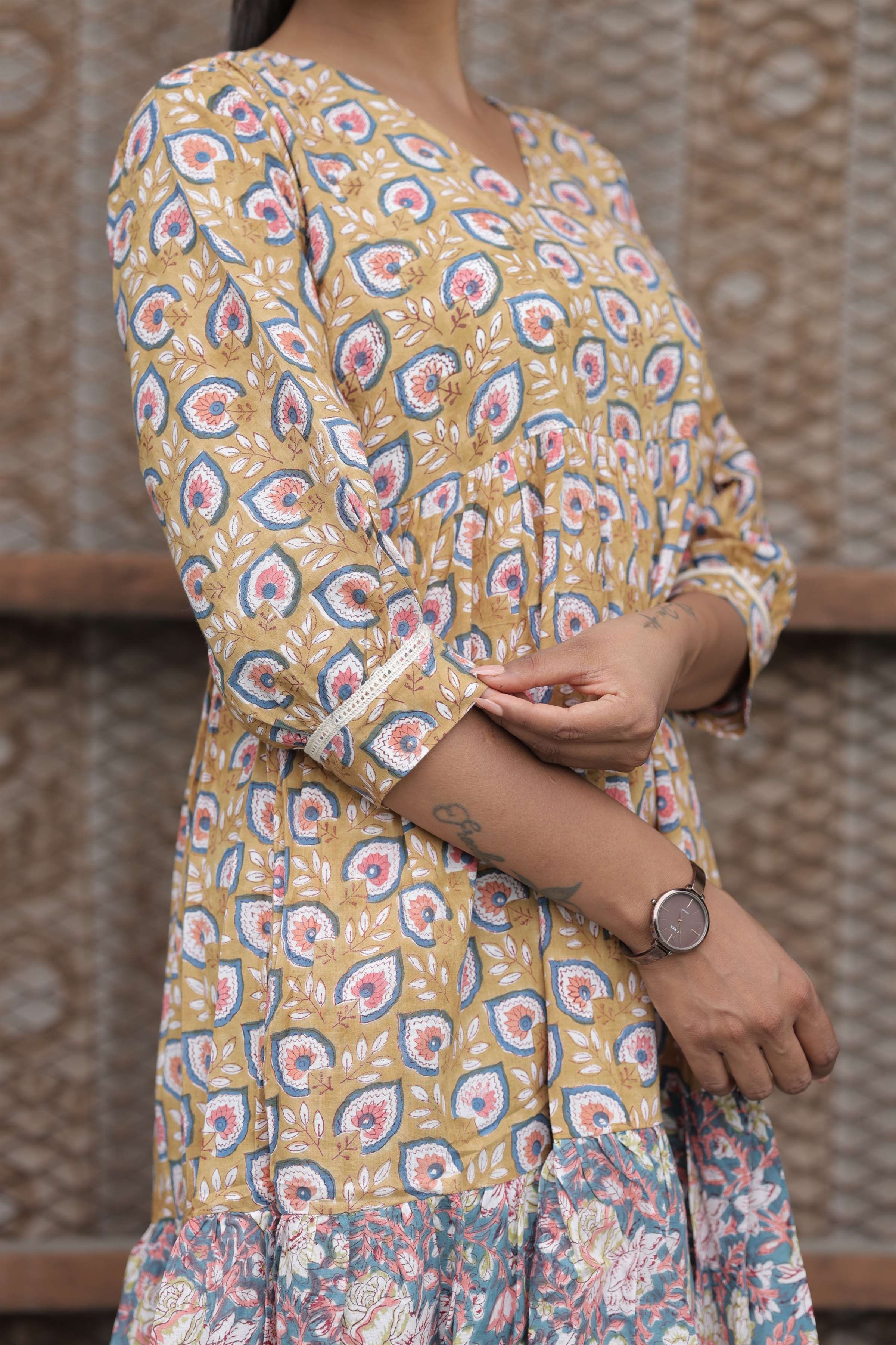 Basanti-Neel Tiered Dress