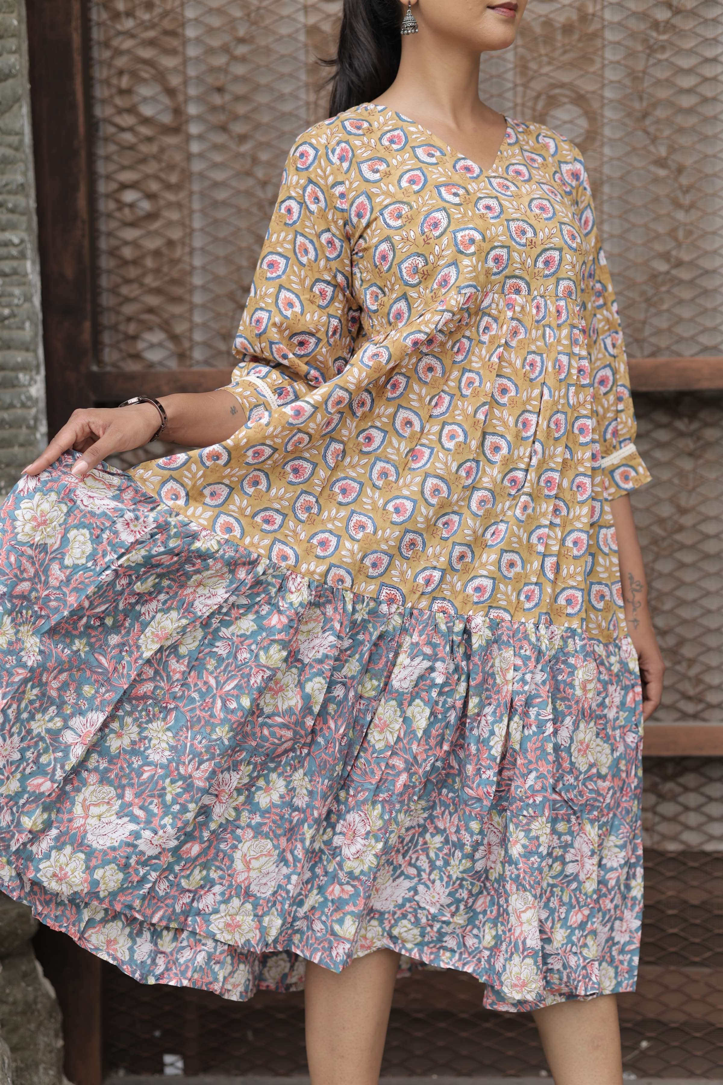 Basanti-Neel Tiered Dress