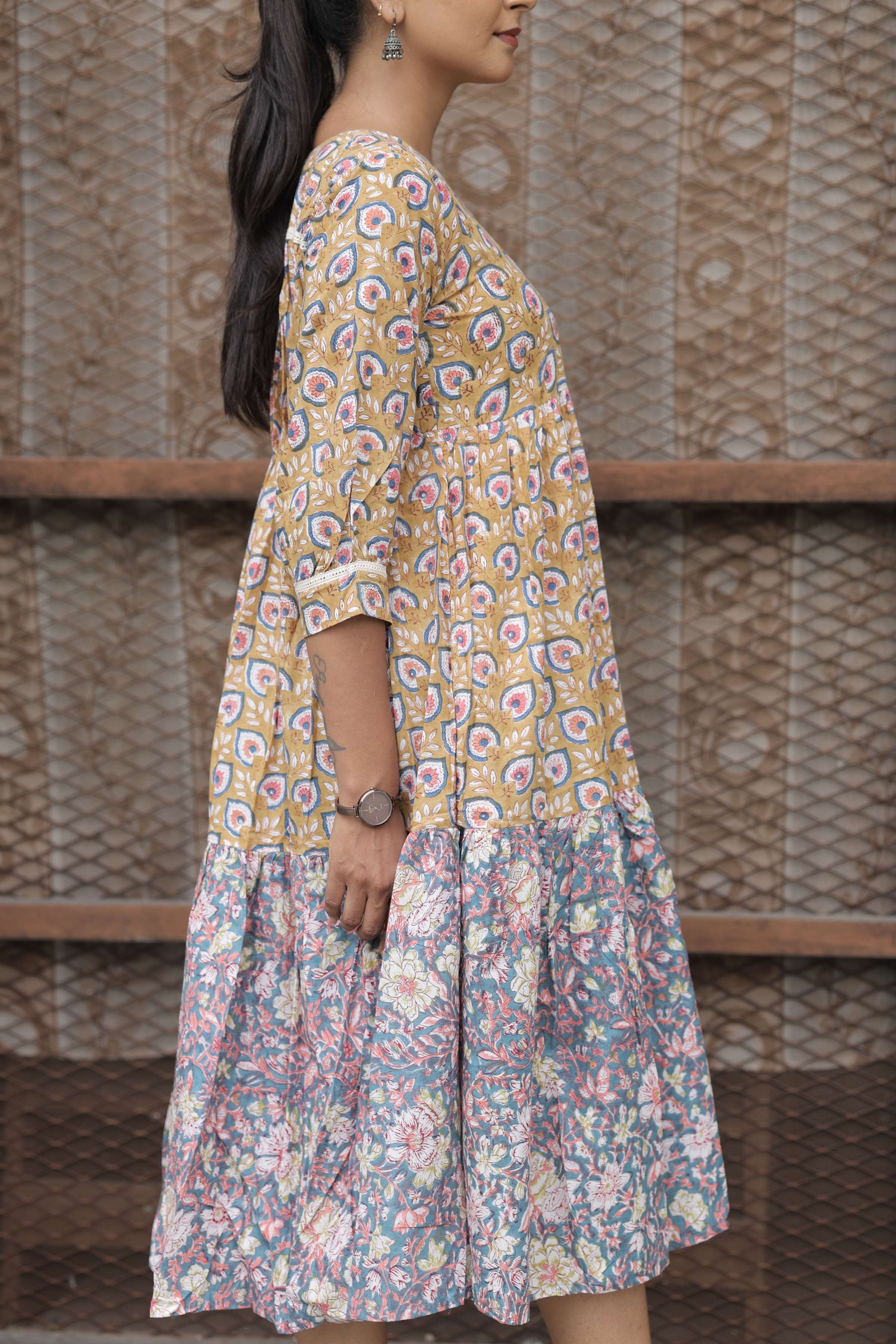 Basanti-Neel Tiered Dress