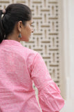 Pink Printed Cotton Flared Top