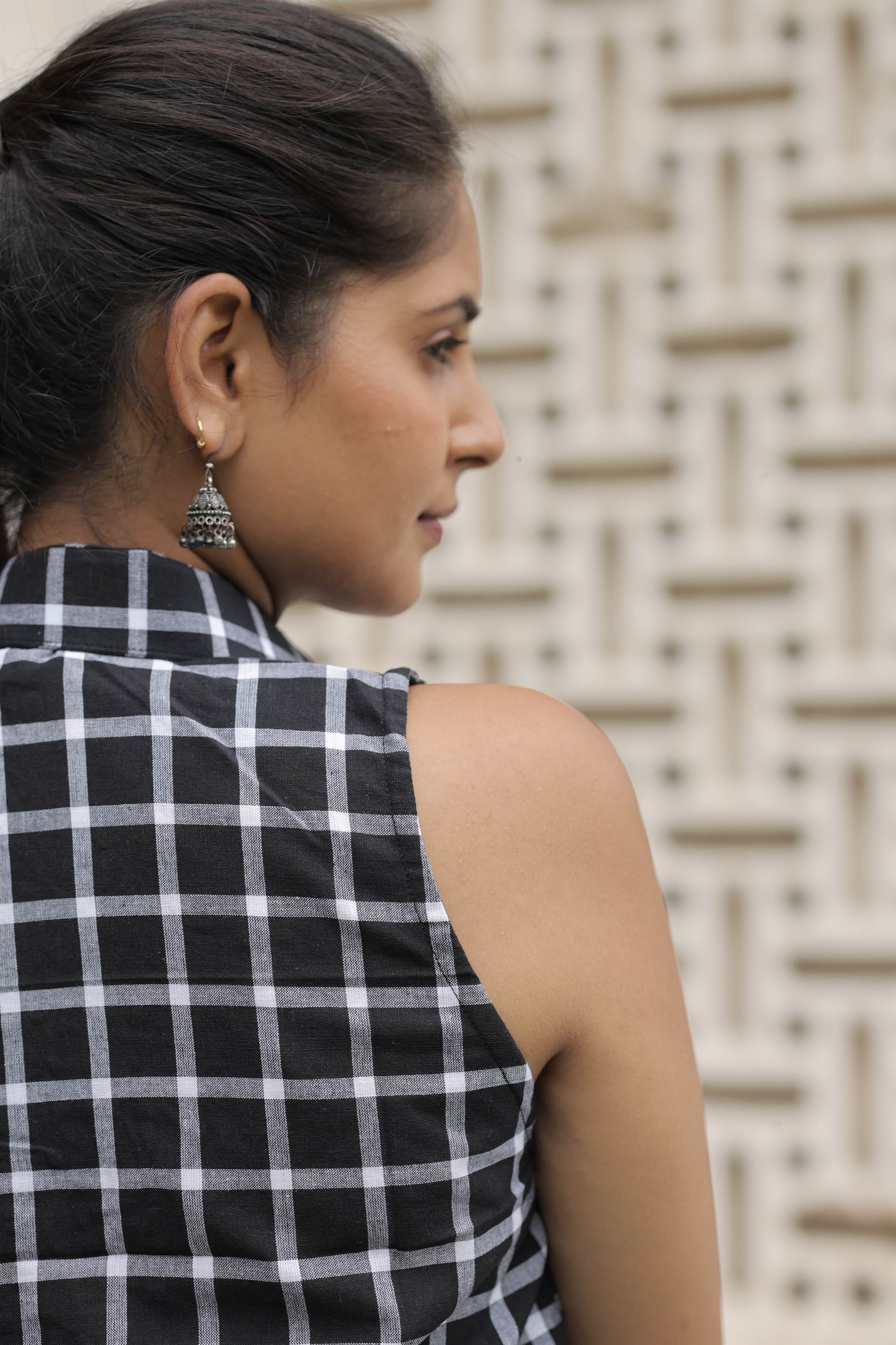 Black & White Handloom Cotton Checkered Shirt