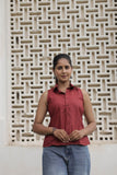 Maroon Poly-Cotton Sleeveless Shirt
