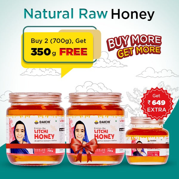 Daichi Litchi Honey | Raw, Natural, Unprocessed | No Sugar & Additives | Ethically Harvested | Buy 2 × 700g, Get 350g FREE