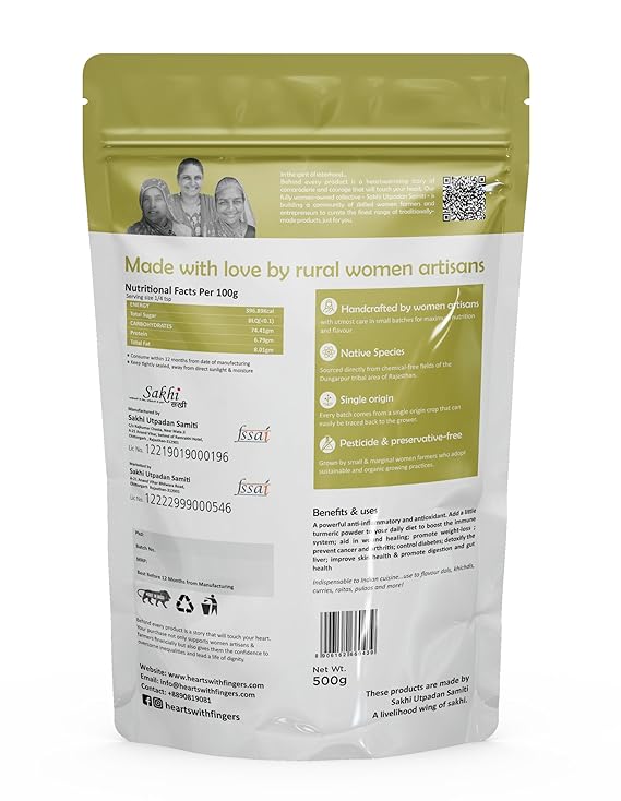 Daichi Turmeric Powder | 100% Pure Haldi | Single Origin | Unadulterated | Chemical-Free | Sun-Dried | Antioxidant &Amp; Anti-Inflammatory | Crafted by Rural Women (500g Pack of 2)