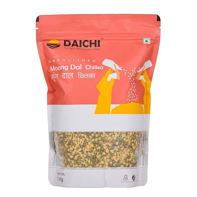 Daichi Unpolished Moong Dal Chilka | Fibre & Nutrient Rich | Single Origin | Chemical Free | Sun- Dried | Crafted by Rural Women