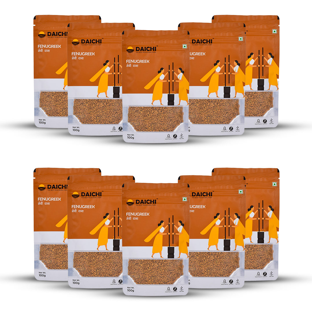 Daichi Pure Fenugreek Seeds (Methi Dana) | 100% Pure Natural Methi Dana  | Single Origin | Unadulterated | Chemical-Free | Sun-Dried | Handcrafted in Small Batches by Rural Women