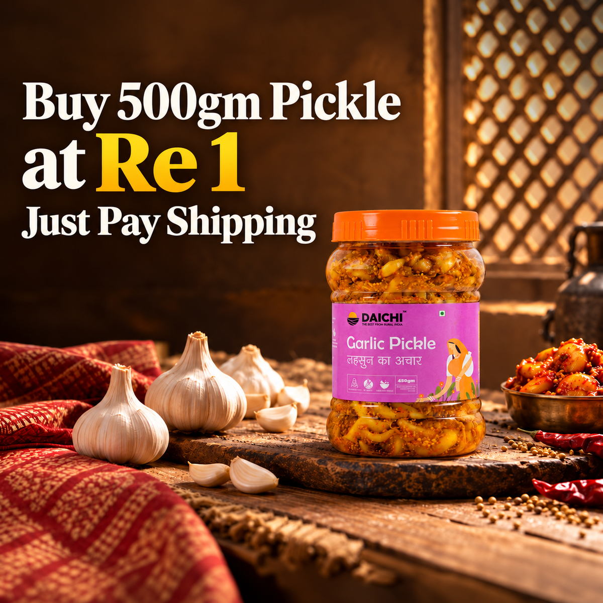 Daichi Handcrafted Garlic Pickle | PVC Jars