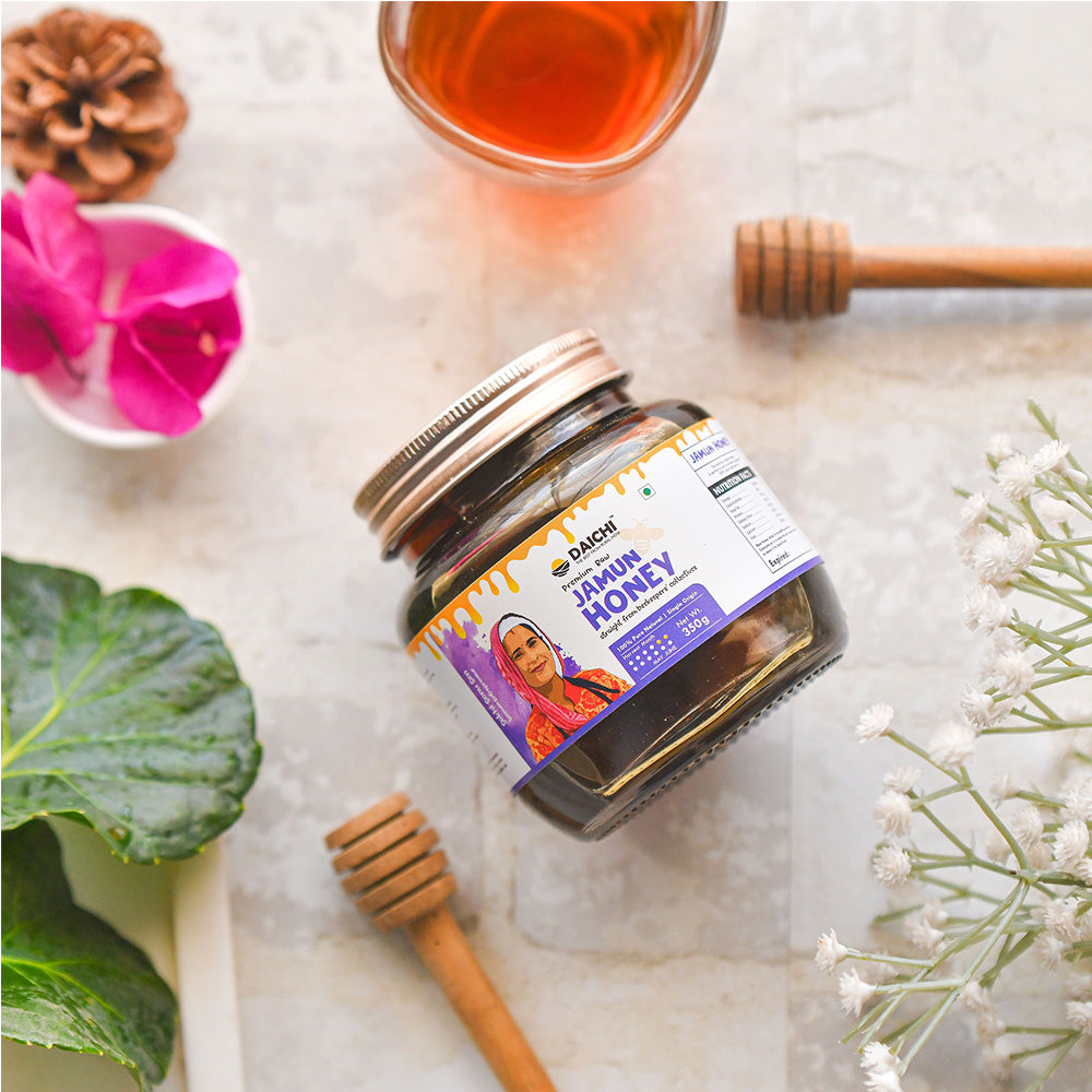 Daichi Jamun Honey - 100% Raw & Unprocessed, Straight from beekeepers, Cruelty-free, No Sugar or Additives