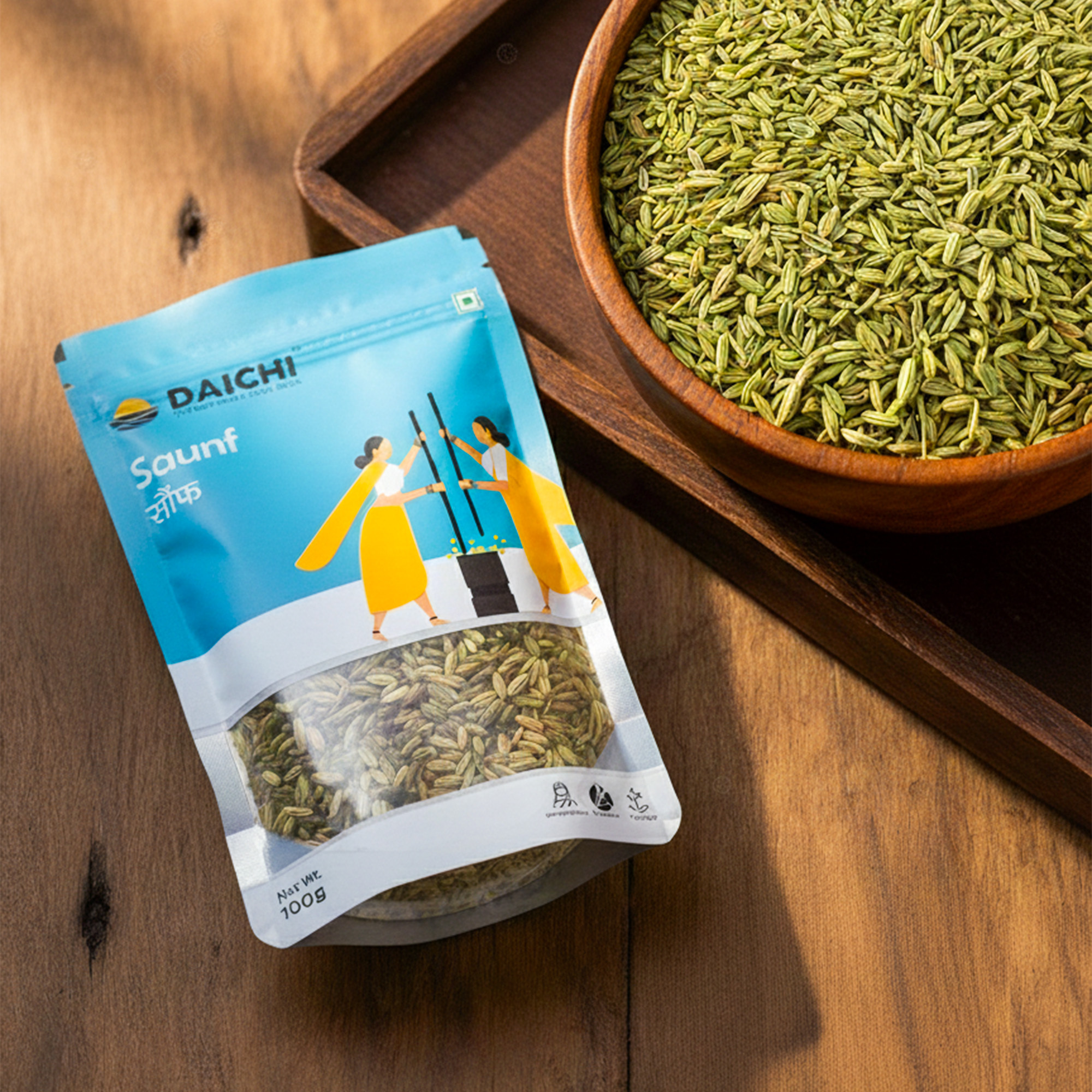 Daichi Pure Fennel Seeds (Saunf) | 100% Pure Natural Saunf  | Single Origin | Unadulterated | Chemical-Free | Sun-Dried | Handcrafted in Small Batches by Rural Women