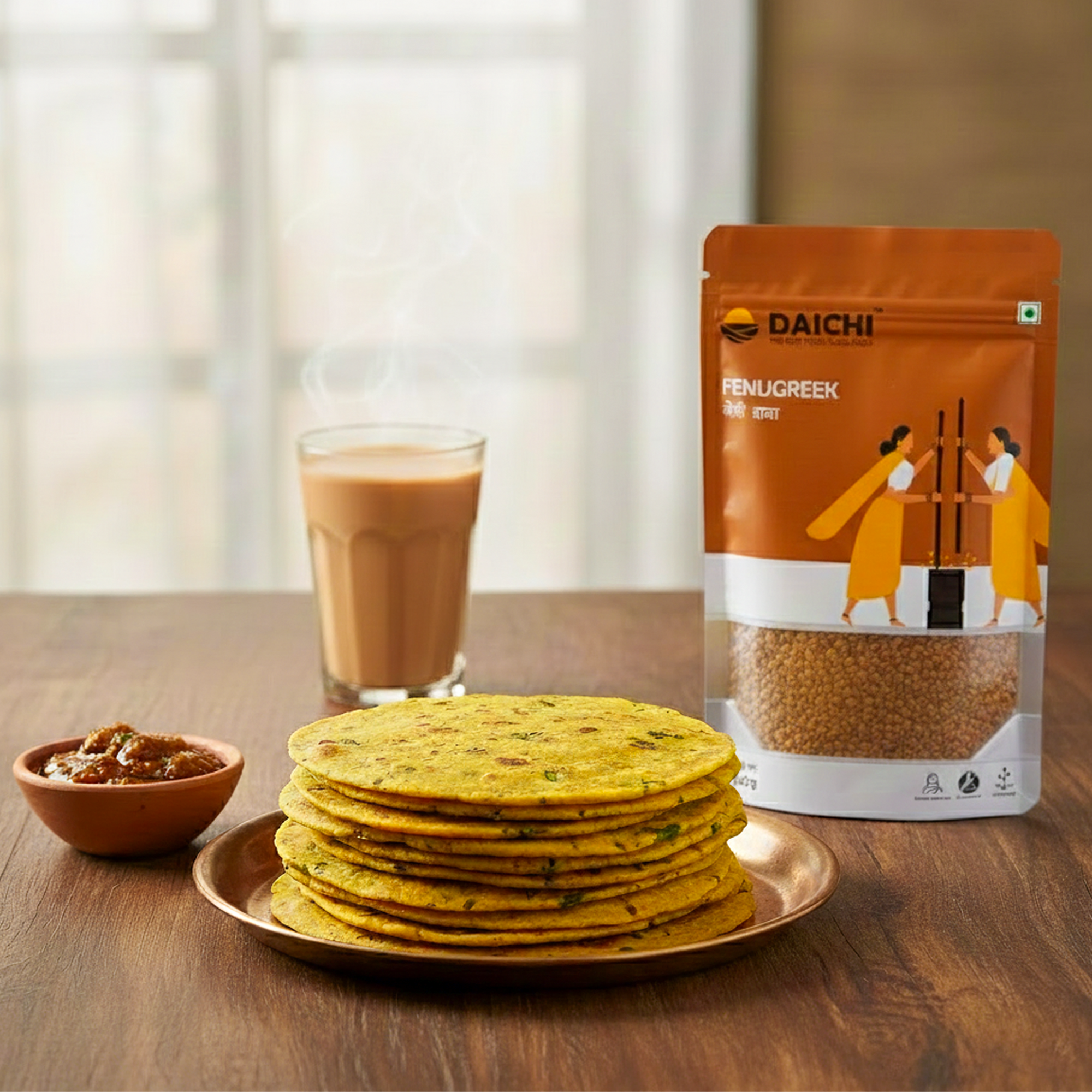 Daichi Pure Fenugreek Seeds (Methi Dana) | 100% Pure Natural Methi Dana  | Single Origin | Unadulterated | Chemical-Free | Sun-Dried | Handcrafted in Small Batches by Rural Women
