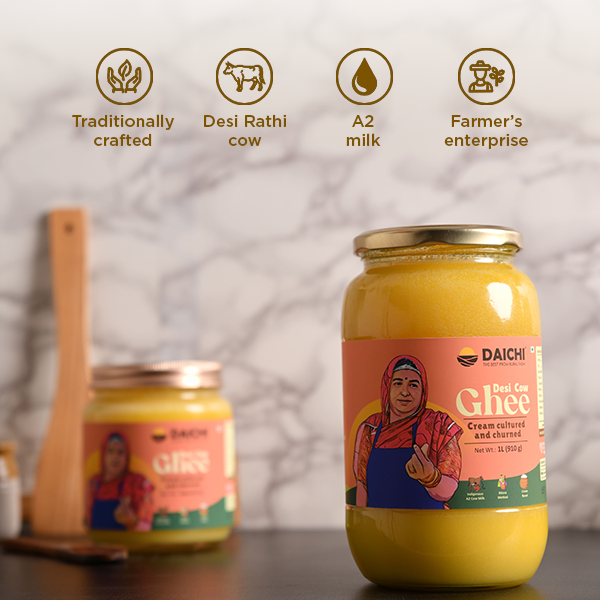 Daichi Desi Bilona Cow Ghee | Indigenous A2 Cow Milk | Crafted Using Bilona Method | Pure, Natural & Healthy | Straight from Farm to Table