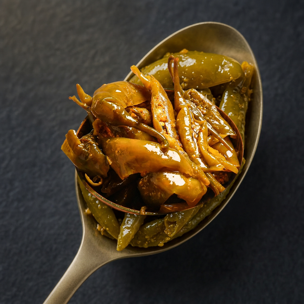 Daichi - Green Chilli Pickle | Crafted with love by women artisans | Sun cured | Cold-pressed mustard oil | In-house spices | No Preservatives