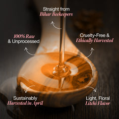 Daichi Litchi Honey -  100% Raw & Unprocessed, Straight from beekeepers, Cruelty-free, No Sugar or Additives