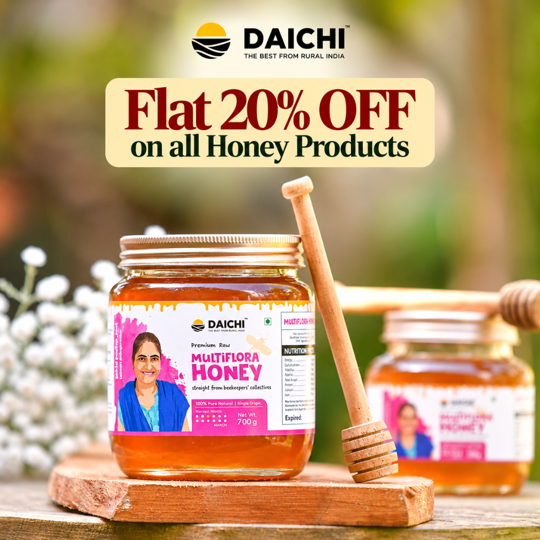 Daichi Multiflora Honey -  100% Raw & Unprocessed, Straight from beekeepers, Cruelty-free, No Sugar or Additives
