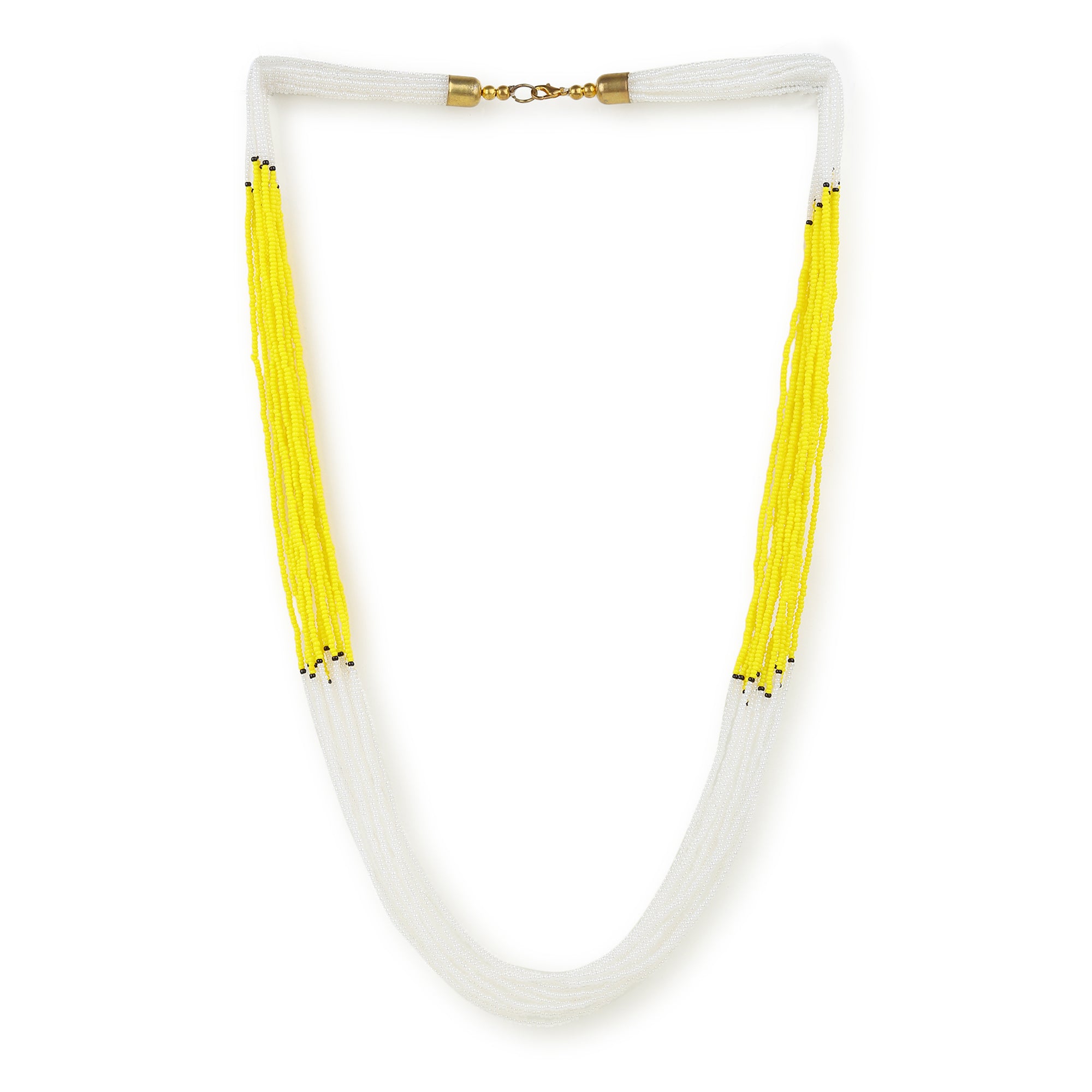 Yellow-White Beaded Layer Necklace
