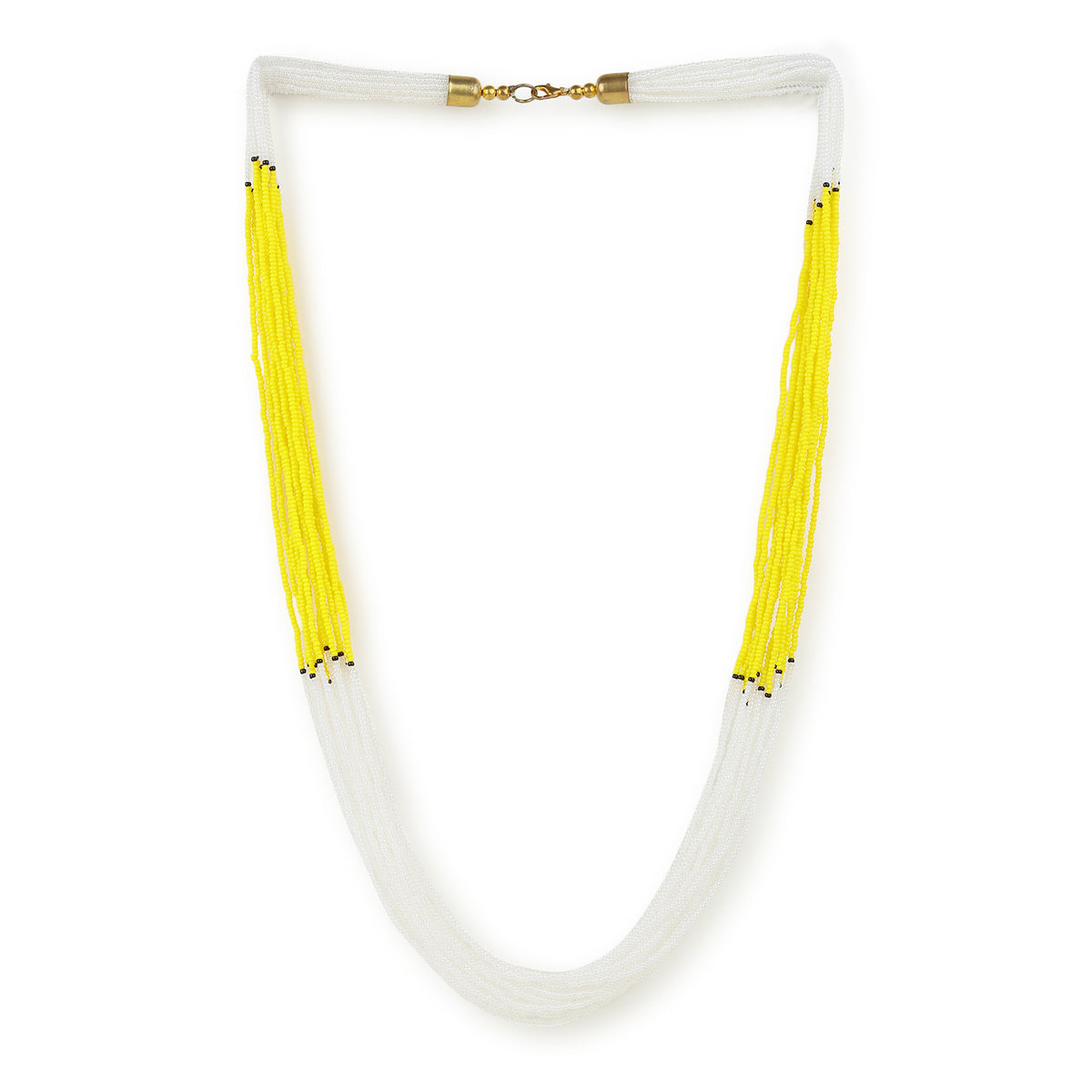 Yellow-White Beaded Layer Necklace