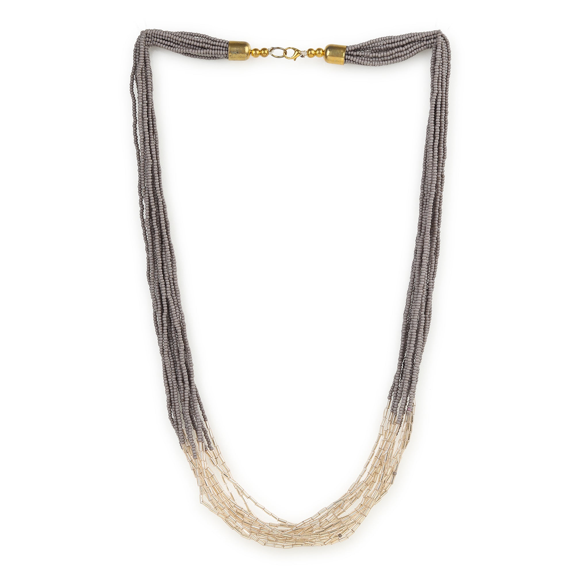 Grey Beaded Layer Necklace