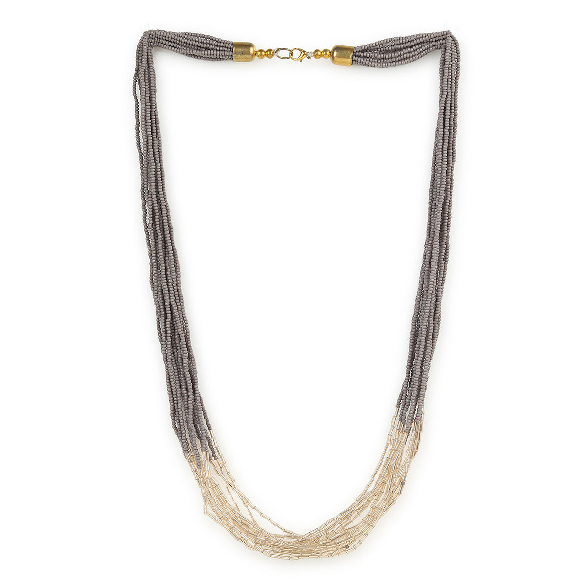 Grey Beaded Layer Necklace