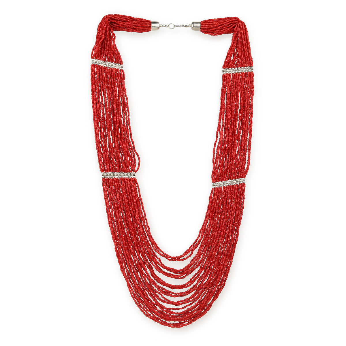 Red Beaded Layer Necklace