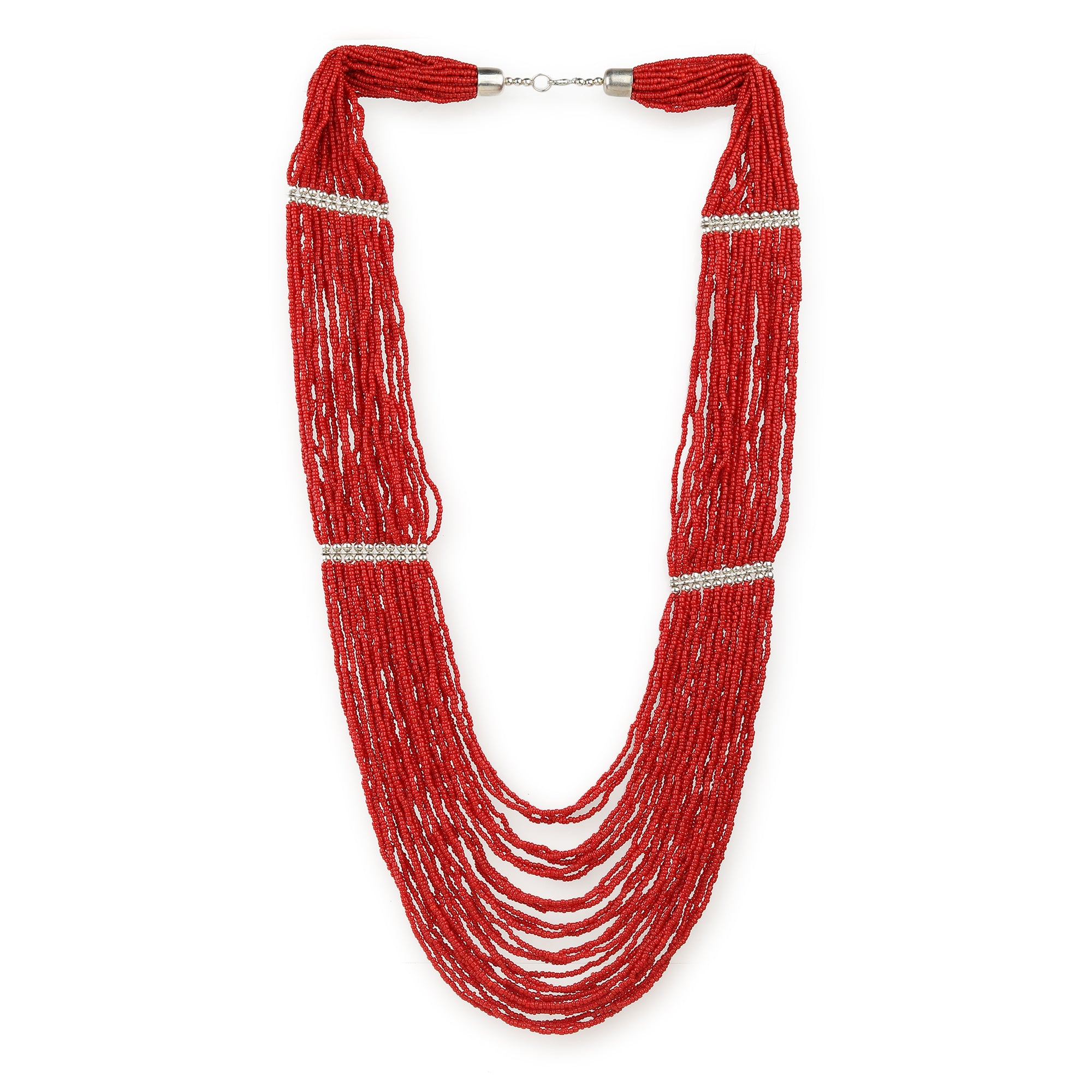 Red Beaded Layer Necklace