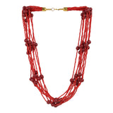 Red pearl and bead Layer Necklace