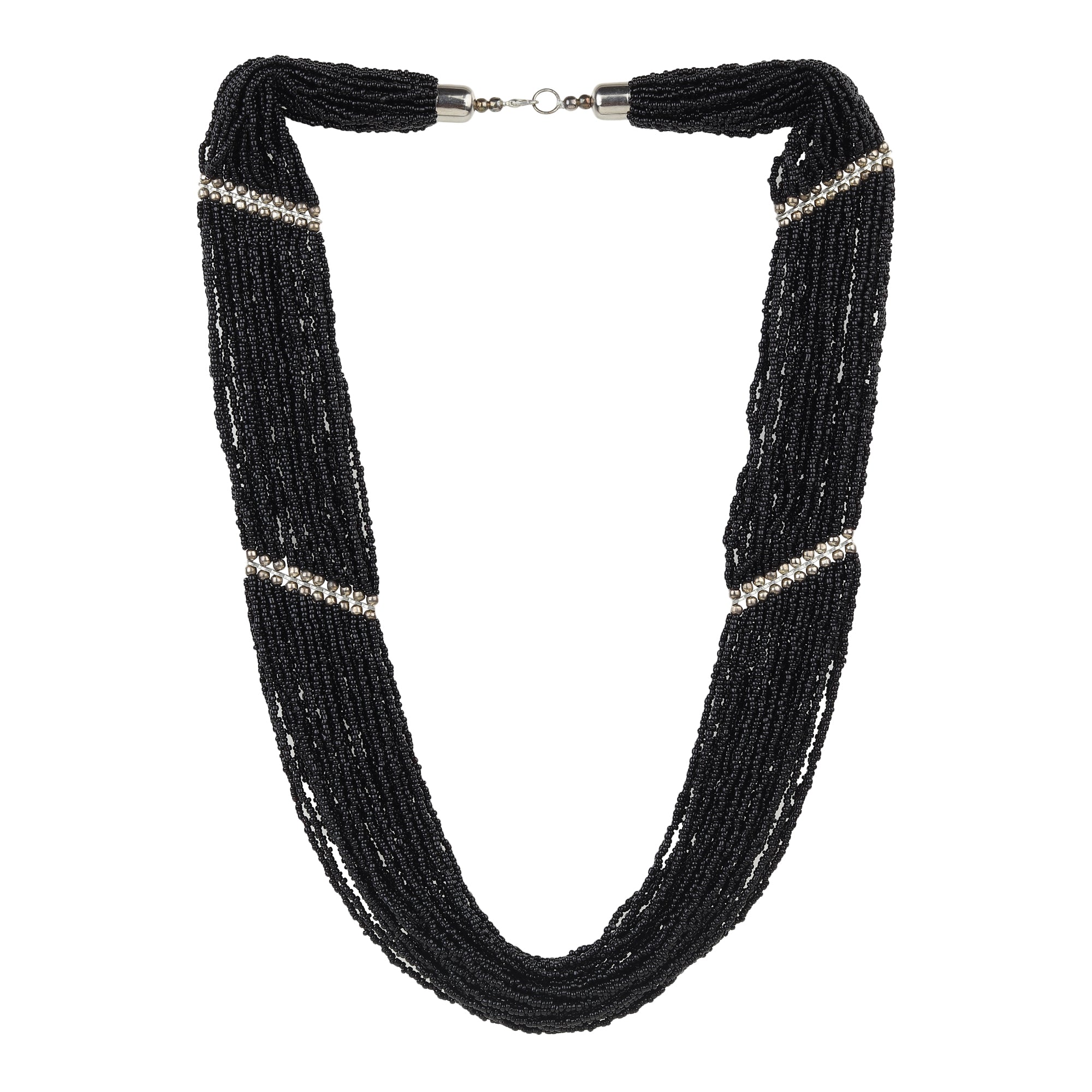 Black Beaded Layer Necklace