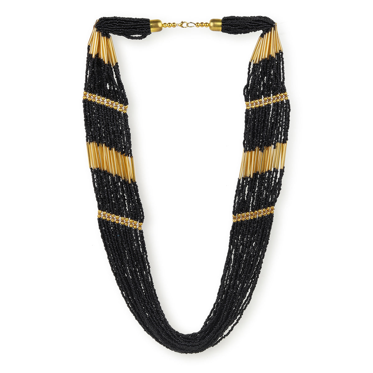 Black- Gold Beaded Layer Necklace