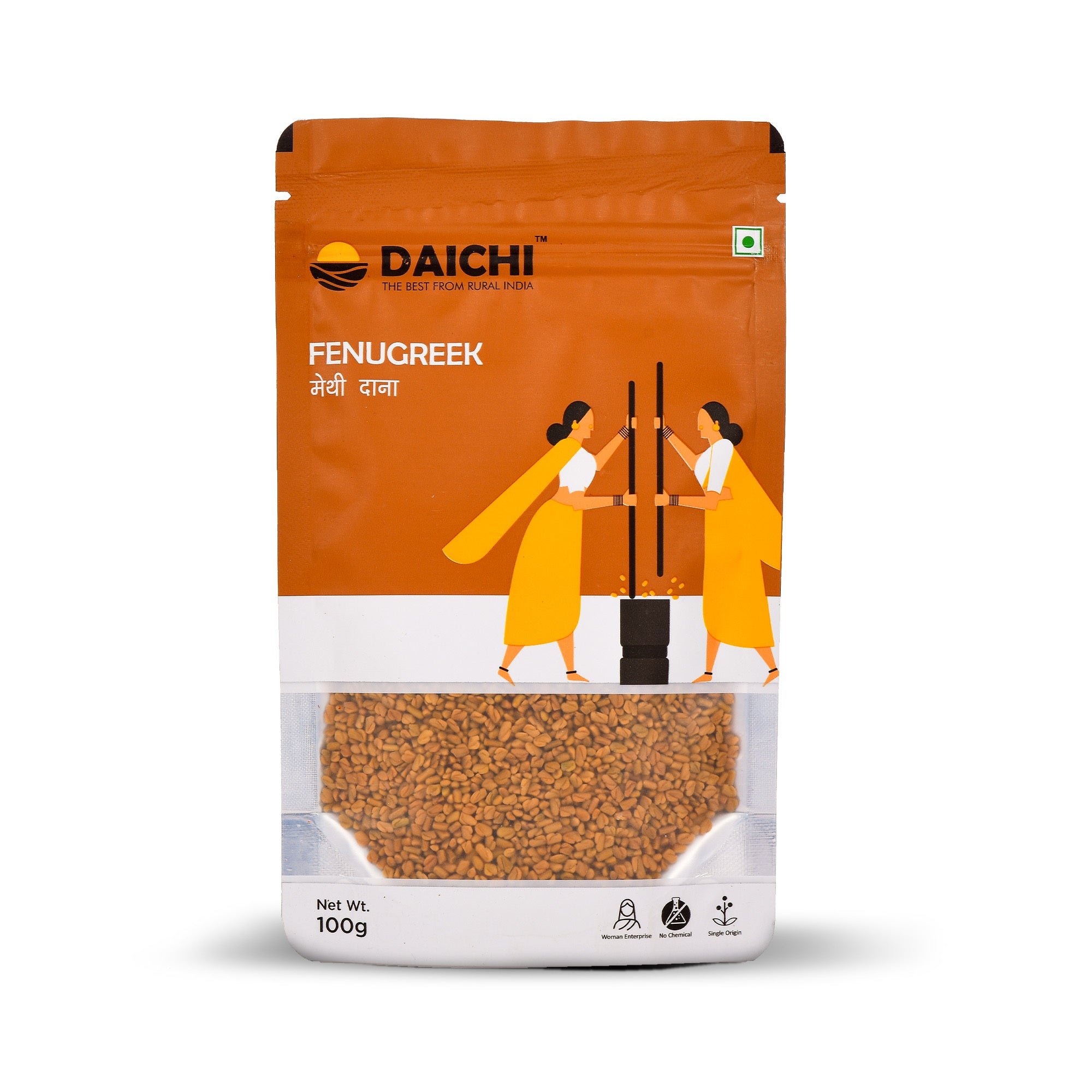 Daichi Pure Fenugreek Seeds (Methi Dana) | 100% Pure Natural Methi Dana  | Single Origin | Unadulterated | Chemical-Free | Sun-Dried | Handcrafted in Small Batches by Rural Women