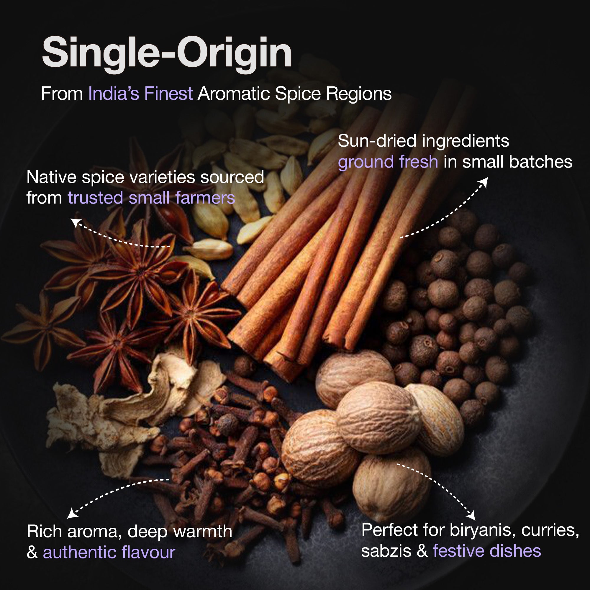 Daichi Pure Garam Masala | 100% Pure Natural Garam Masala  | Single Origin | Unadulterated | Chemical-Free | Sun-Dried | Antioxidant & Anti-Inflammatory | Handcrafted in Small Batches by Rural Women