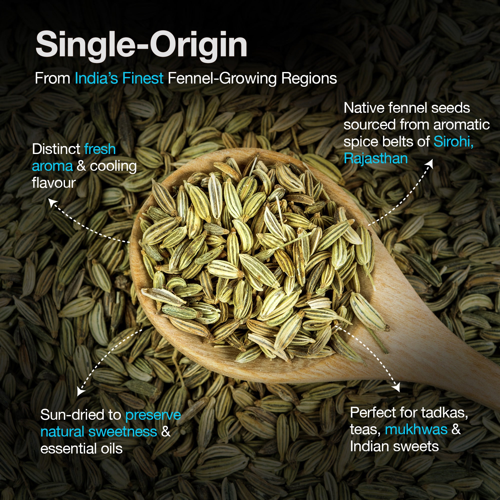 Daichi Pure Fennel Seeds (Saunf) | 100% Pure Natural Saunf  | Single Origin | Unadulterated | Chemical-Free | Sun-Dried | Handcrafted in Small Batches by Rural Women