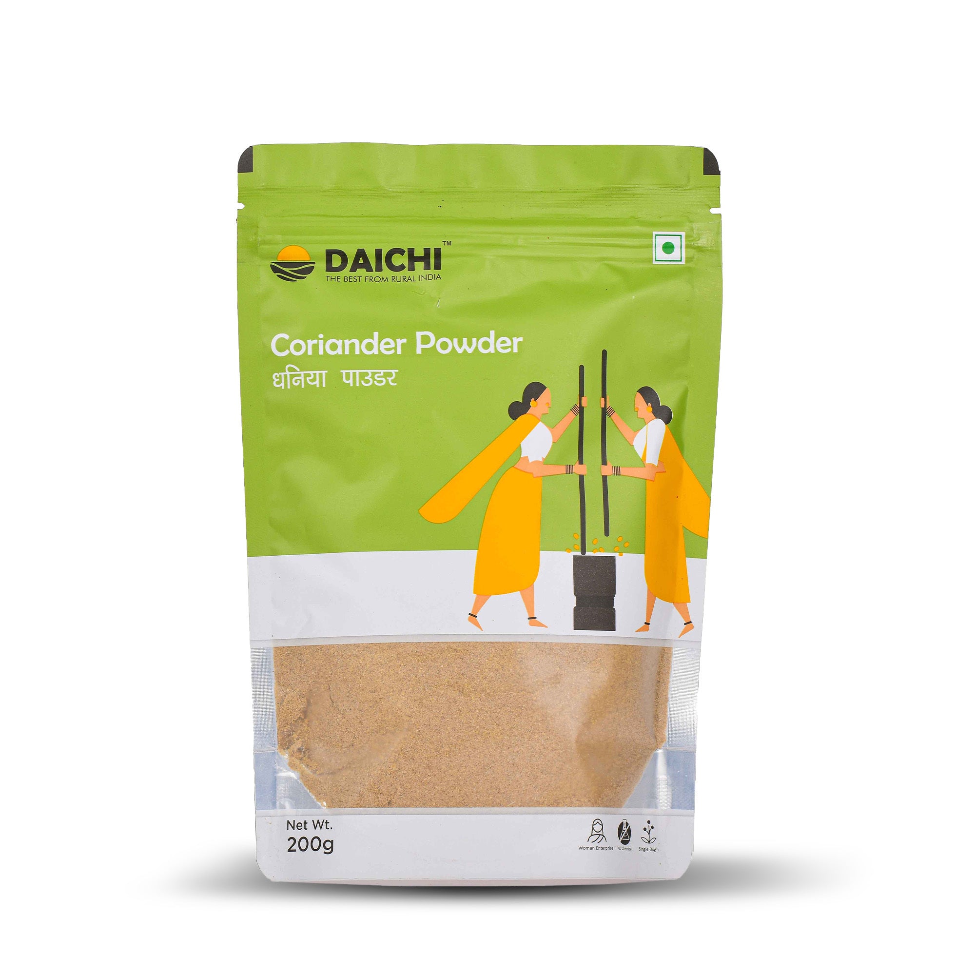 Daichi Pure Coriander Powder (Dhaniya) | 100% Natural Dhaniya | Single Origin | Unadulterated | Chemical-Free | Sun-Dried | Antioxidant & Anti-Inflammatory | Handcrafted by Rural Women