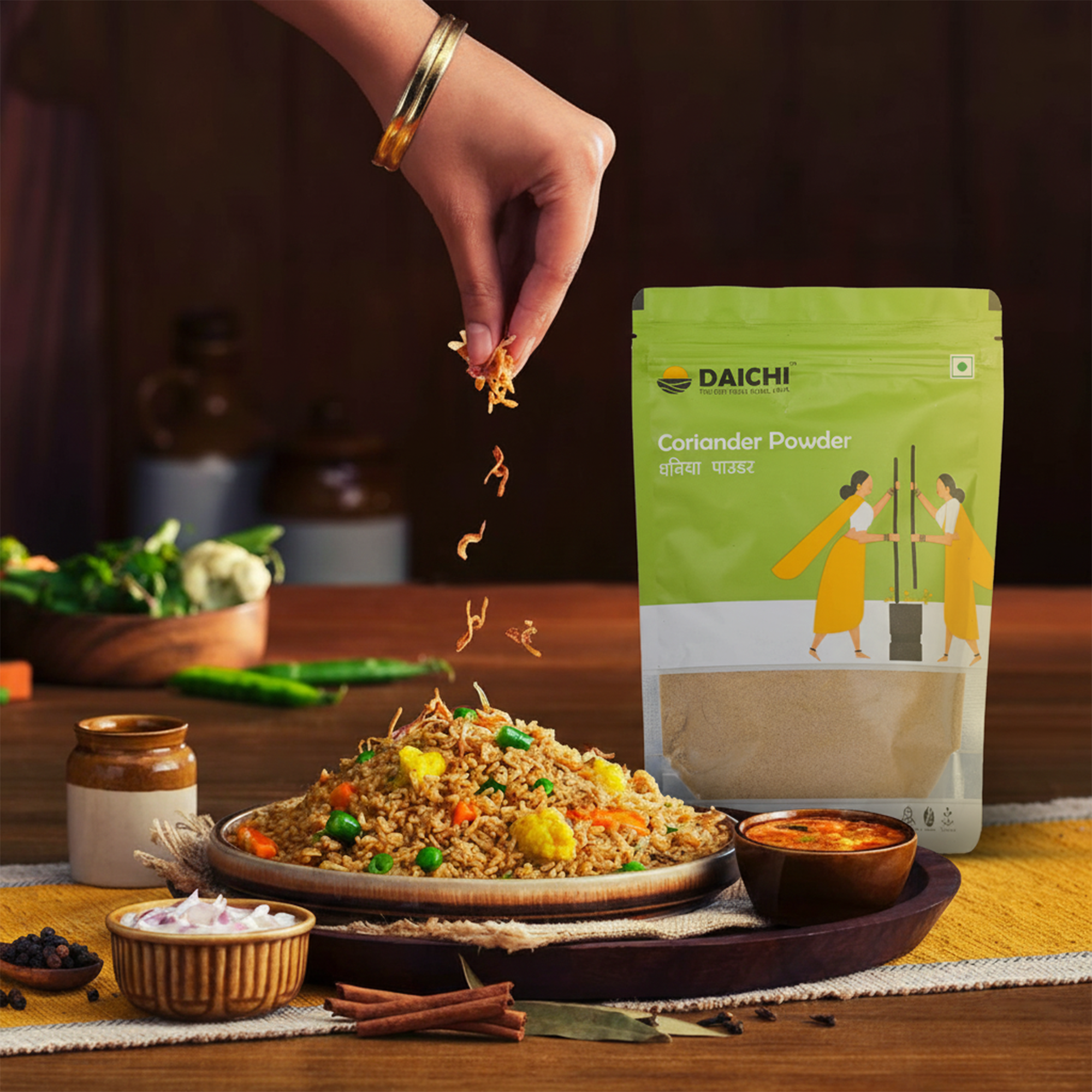 Daichi Pure Coriander Powder (Dhaniya) | 100% Natural Dhaniya | Single Origin | Unadulterated | Chemical-Free | Sun-Dried | Antioxidant & Anti-Inflammatory | Handcrafted by Rural Women