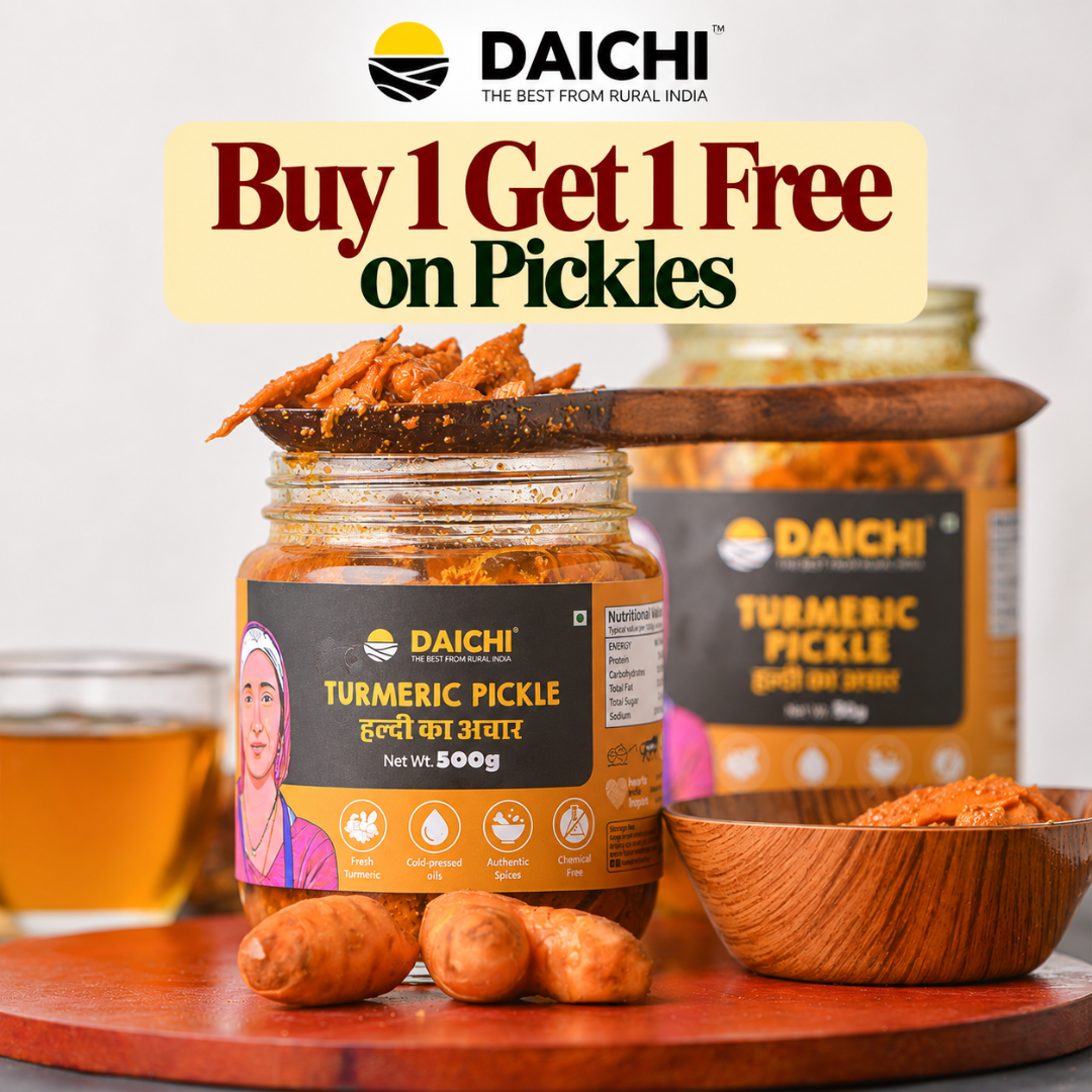 Daichi Turmeric Pickle | Crafted with Love by Women Artisans | Sun Cured | Cold-Pressed Mustard Oil | In-House Spices