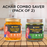 Homemade Achar Combo Saver Pack | Garlic + Green Chilli | Cured in Cold-pressed Mustard Oil | No Preservatives