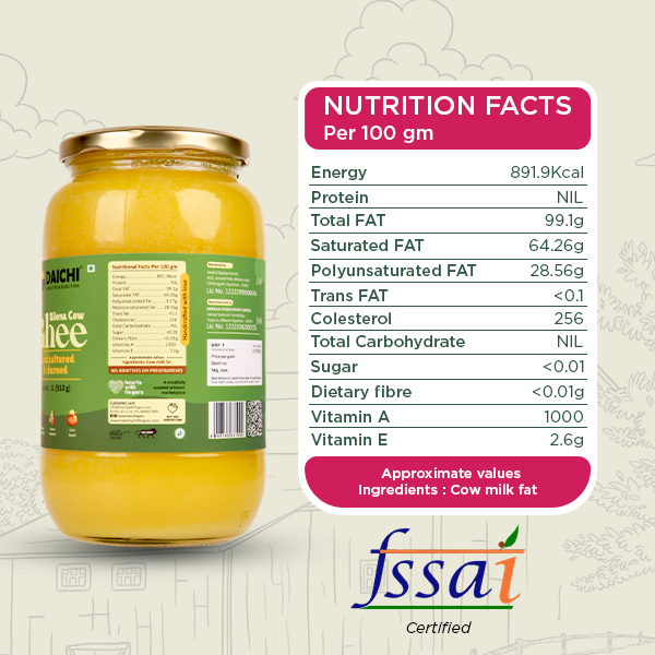 Daichi Pure Premium Bilona Cow Ghee | Pure & Natural  | Crafted in small batches