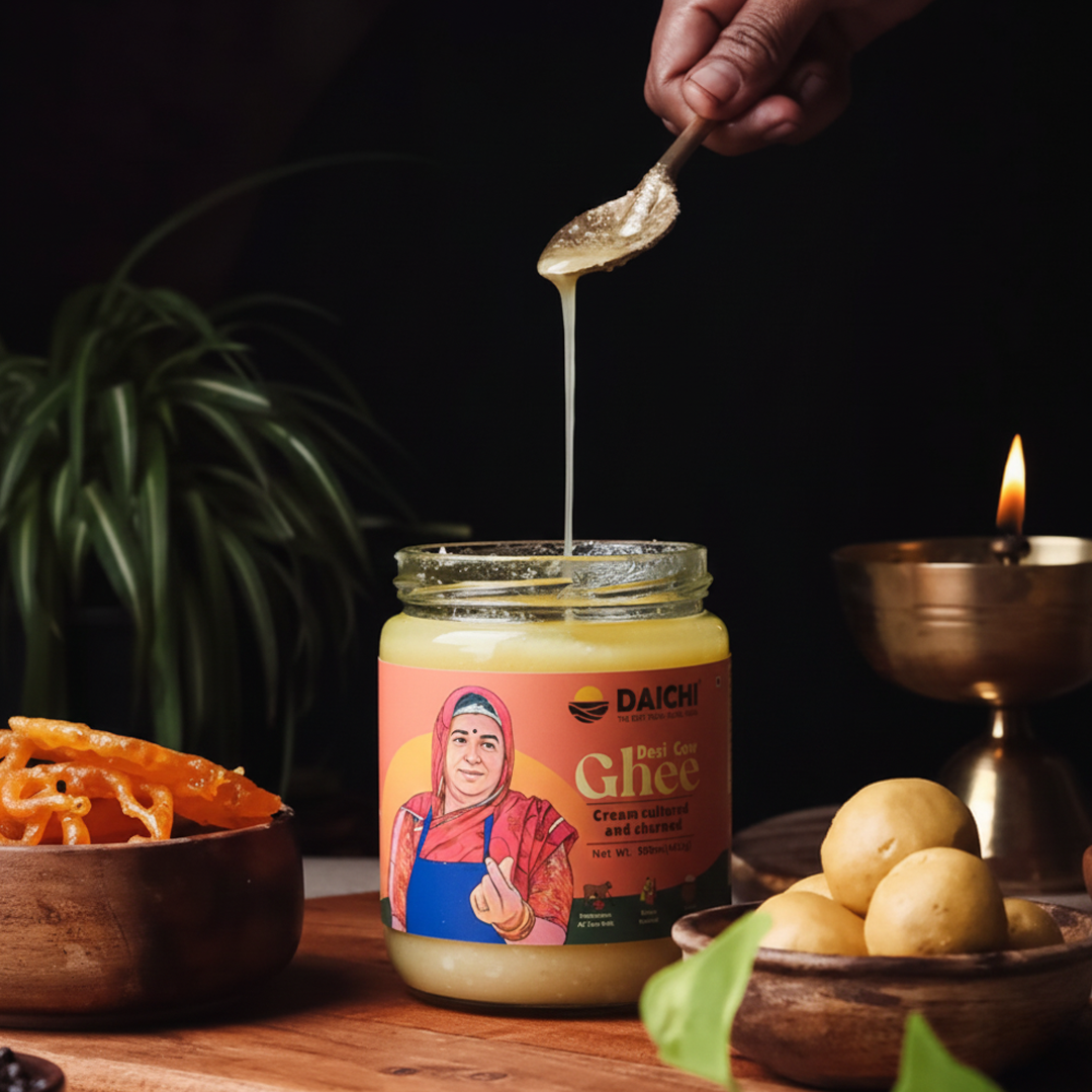 Daichi Desi Bilona Cow Ghee | Indigenous A2 Cow Milk | Crafted Using Bilona Method | Pure, Natural & Healthy | Straight from Farm to Table