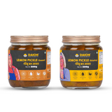 Homemade Achar Combo Saver Pack | Lemon Sweet + Lemon Khatta | Cured in Cold-Pressed Mustard Oil | No Preservatives (Pack of 2)