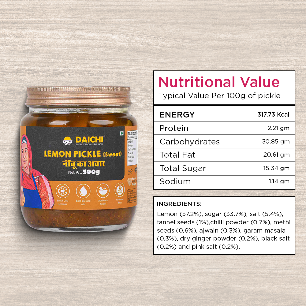 Homemade Achar Combo Saver Pack | Lemon Sweet + Lemon Khatta | Cured in Cold-Pressed Mustard Oil | No Preservatives (Pack of 2)