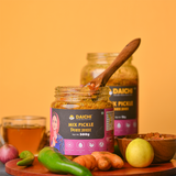 Homemade Achar Combo Saver Pack | Mix Pickle + Green Chilli | Cured in Cold-Pressed Mustard Oil | No Preservatives (Pack of 2)