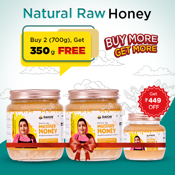 Daichi Mustard Honey | Raw, Natural, Unprocessed | No Sugar & Additives | Ethically Harvested | Buy 2 × 700g, Get 350g FREE