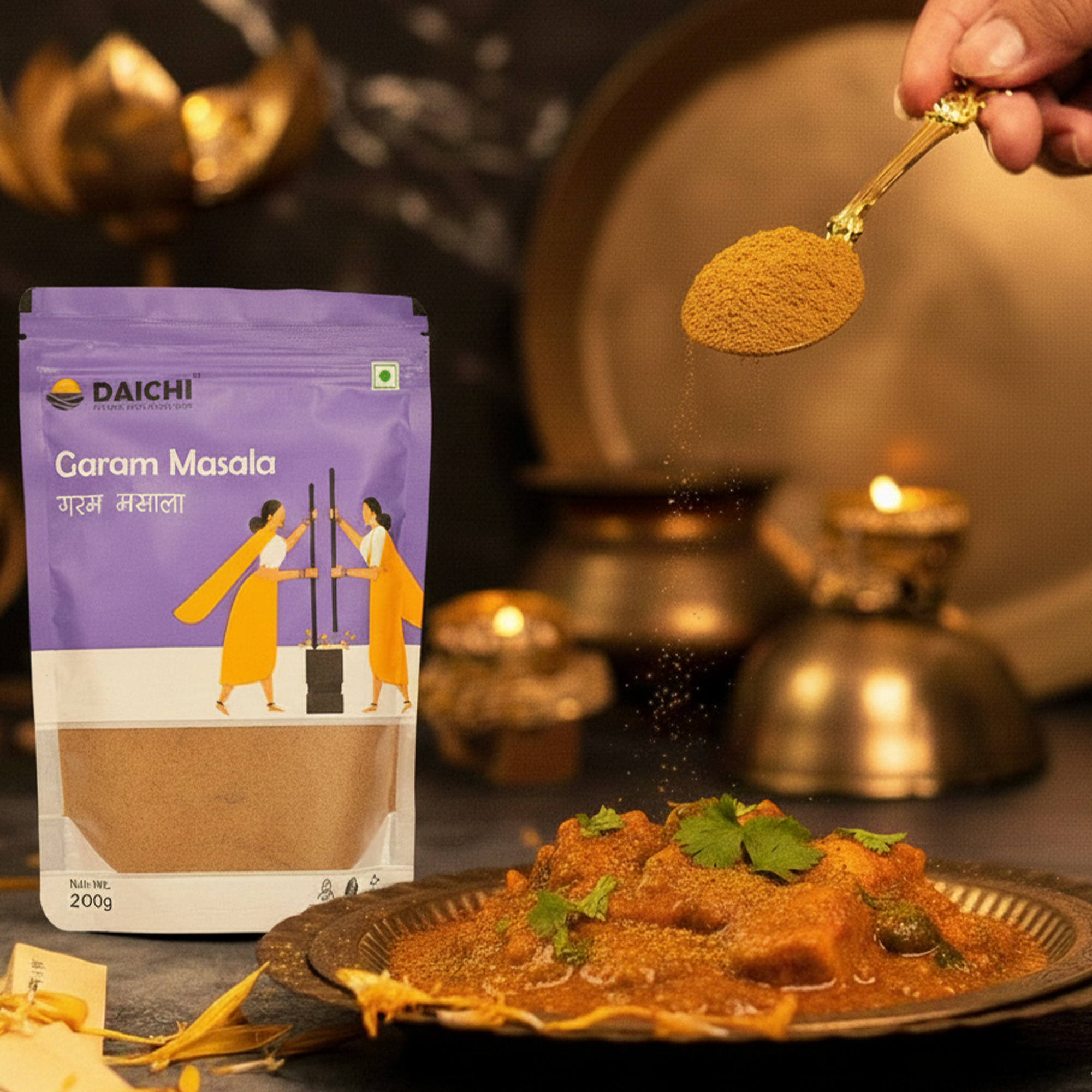 Daichi Pure Garam Masala | 100% Pure Natural Garam Masala  | Single Origin | Unadulterated | Chemical-Free | Sun-Dried | Antioxidant & Anti-Inflammatory | Handcrafted in Small Batches by Rural Women