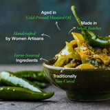 Daichi - Green Chilli Pickle | Crafted with love by women artisans | Sun cured | Cold-pressed mustard oil | In-house spices | No Preservatives