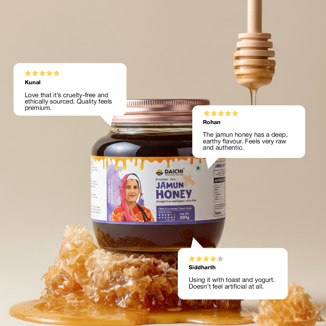 Daichi Jamun Honey -  100% Raw & Unprocessed, Straight from beekeepers, Cruelty-free, No Sugar or Additives
