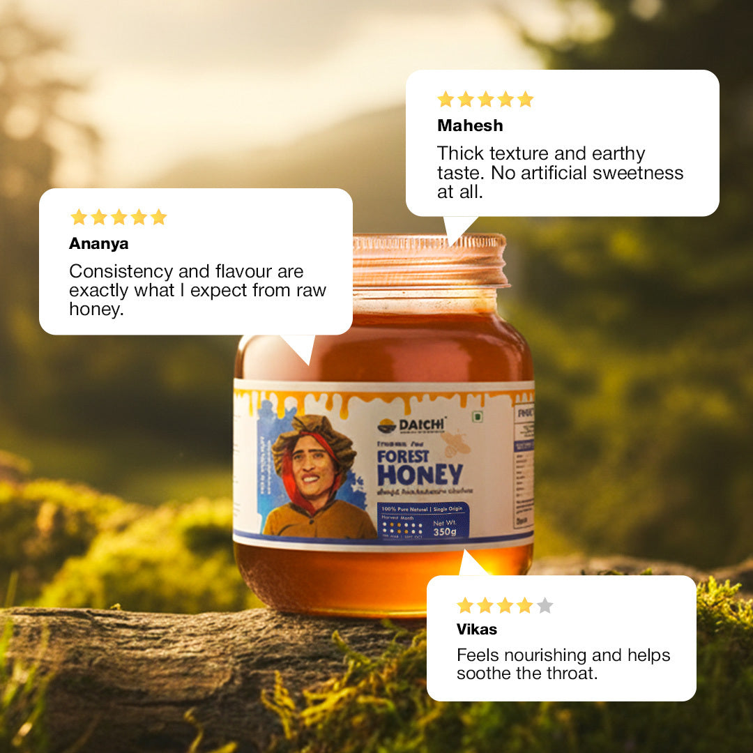 Daichi Forest Honey -  100% Raw & Unprocessed, Straight from beekeepers, Cruelty-free, No Sugar or Additives