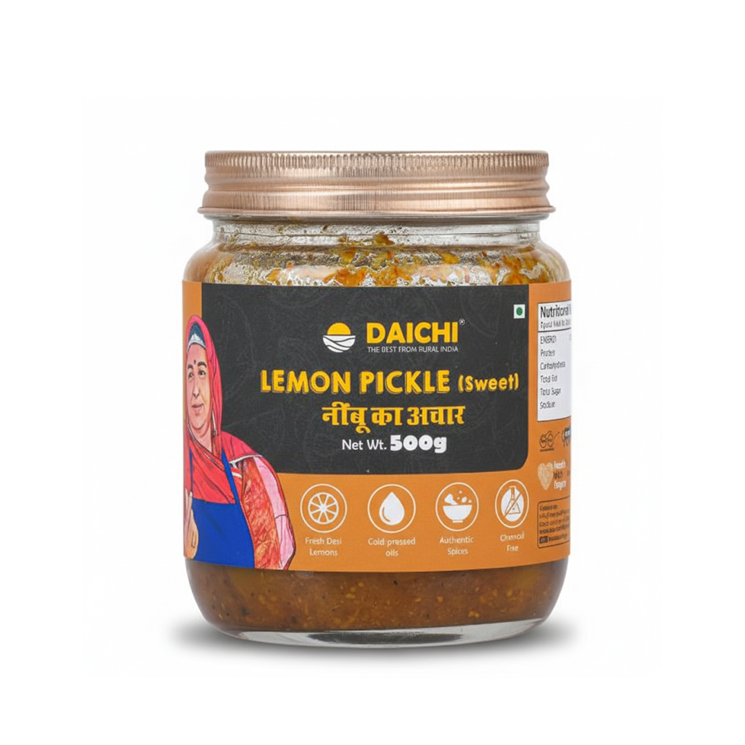 Daichi Sweet Lemon Pickle | Traditional Taste, Cold-Pressed Oil & Natural