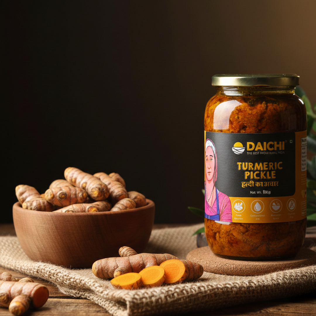 Daichi Turmeric Pickle | Crafted with Love by Women Artisans | Sun Cured | Cold-Pressed Mustard Oil | In-House Spices